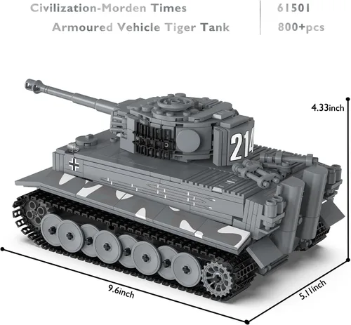 Miniatura 5 de Conjuntos de construcción de tanques JMBricklayer para adultos - Modelo de juguete de tanque de ejército Tiger militar de la Segunda Guerra Mundial