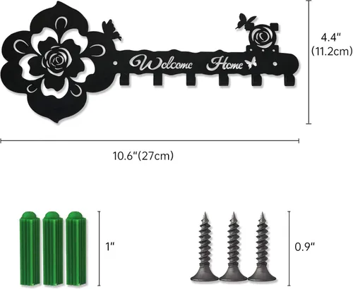 Miniatura 2 de Deveosa Soporte para Ganchos de Llave para Pared Decorativo - Pequeño Negro Cartel de Bienvenida a Casa para Entrada Carteles Colgantes para Llaves