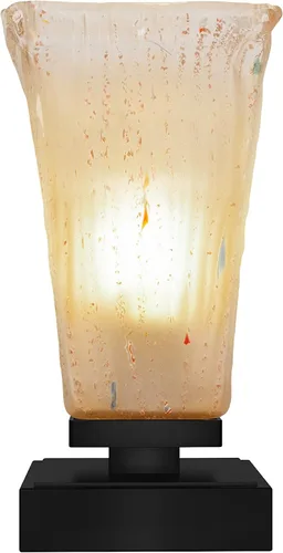 Miniatura 14 de Toltec Lighting Luna Accent - Lámpara de mesa, acabado grafito, cristal cuadrado de burbujas ahumadas de 3.5 pulgadas