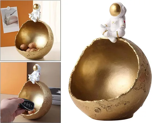 Miniatura 6 de Figura de astronauta de resina, adorno de astronauta de astronauta, escultura en caja de almacenamiento, organizador de cuencos para decoración