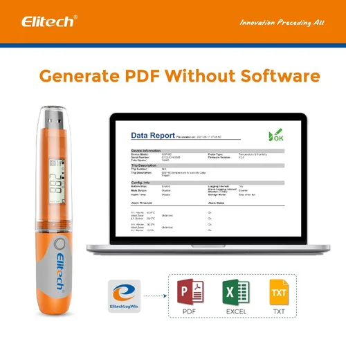 Miniatura 2 de Elitech RC-51 Digital registrador de datos de temperatura USB reutilizable 32000 puntos