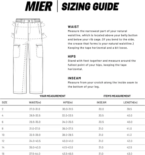 Miniatura 5 de MIER - Pantalón cargo para mujer, secado rápido, ligero, táctico, 6 bolsillos, elástico y resistente al agua