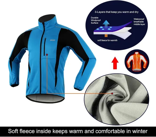 Miniatura 4 de Chaqueta térmica para ciclismo (tejido Softshell, resistente al viento, impermeable, 15K) de ARSUXEO