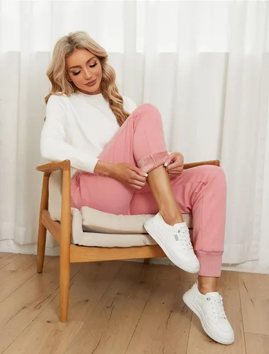 Miniatura 32 de MOUEEY Pantalones deportivos súper cálidos con forro de sherpa para mujer, pantalones deportivos de forro polar con bolsillos con cremallera