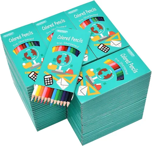 Rarlan Lápices de colores a granel, lápices de colores preafilados para niños, 12 colores surtidos, paquete de 96, lápices de colores, 1152 unidades