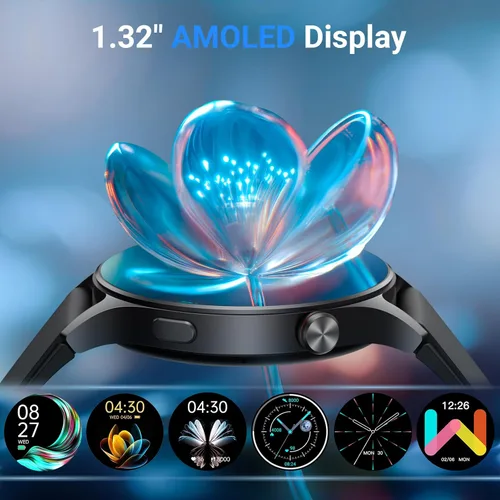 Miniatura 2 de Fitpolo Reloj inteligente para hombres y mujeres, pantalla táctil AMOLED de 1.3 pulgadas, rastreador de fitness, hacer/responder llamadas, monitor