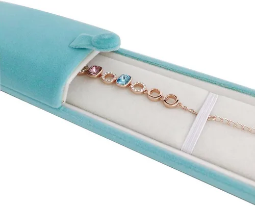 Miniatura 6 de Collar de joyería de terciopelo aguamarina de grado premium Caja de reloj Caja de presentación Embalaje Colgante