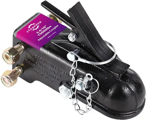 Miniatura 13 de Acoplador de remolque ajustable de 2-5/16 pulgadas con pestillo de gatillo SAE Clase IV 12500 libras para remolque RV, barco, cámper (negro)