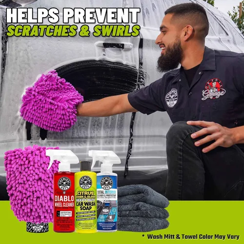 Miniatura 7 de Chemical Guys Kit de limpieza para automóvil, con jabón de lavado de autos, limpiador de ruedas, interior total, guante de lavado de autos, kit