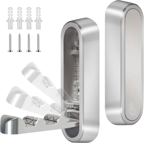 Miniatura 11 de 4 piezas de ganchos de pared dorados plegables, ganchos de pared plegables de aleación de zinc resistentes, ganchos de abrigo ocultos plegables