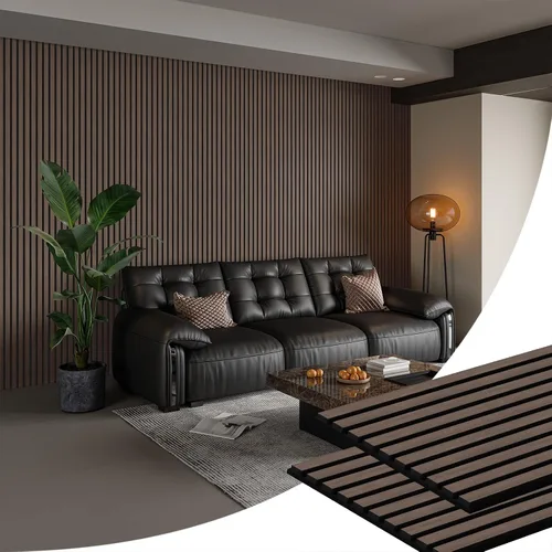 Miniatura 14 de SMARTSTANDARD 1 pieza panel de pared de madera de muestra, paneles de madera acanalada 3D para decoración de pared interior, paneles de madera Roble