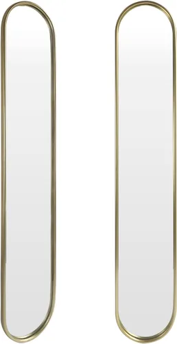 Miniatura 7 de OUSHUAI Espejo Ovalado Dorado de Cuerpo Entero, Espejos Largos de Cápsula Estrecha con Marco de Metal para Entrada, Pasillo, Sala de Estar 44"X8