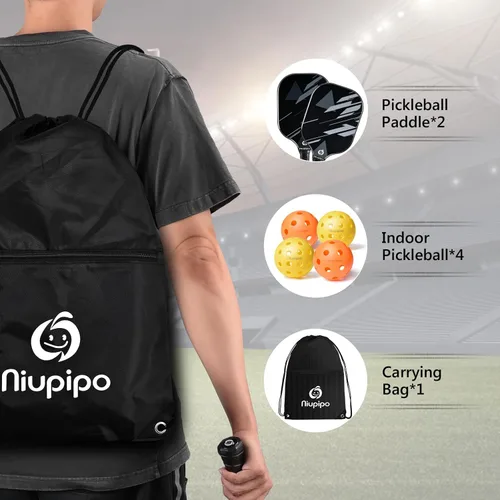 Miniatura 6 de niupipo Pickleball Paddles Set of 2 or 4, USAPA Approved Fiberglass Pickleball Paddle Set with Balls and Bag, Polypropylene Honeycomb Core, B.