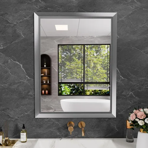 Miniatura 91 de Amorho Espejo de Baño Negro, Espejos de Pared de 24x30 Pulgadas con Marco de Metal Grueso para Sobre el Fregadero, Dormitorio, Sala de Estar