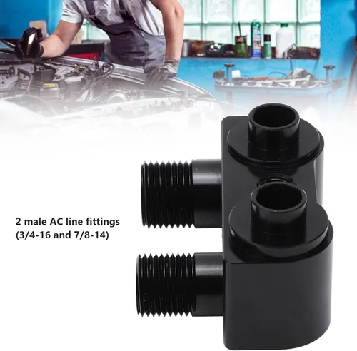 Miniatura 4 de Kit de montaje del compresor de CA, adaptador de compresor de aire acondicionado de alta eficiencia antioxidante negro 90 ángulo de rotación sólido