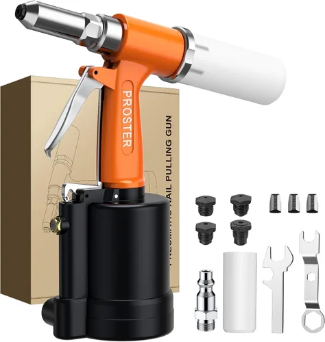 Miniatura 9 de Proster Remachadora neumática – Pistola de remache neumática de 5 boquillas, 3924LBF Tirando Heavy Heavy Air Pop Riveter 3/32", 1/8", 5/32", 3/16