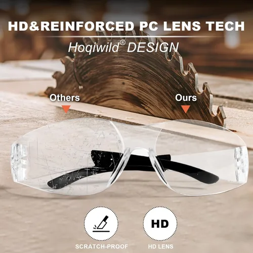 Miniatura 4 de Gafas de seguridad Z87 para hombres y mujeres, paquete de 12 gafas de seguridad con lente resistente a los arañazos y a los impactos, gafas