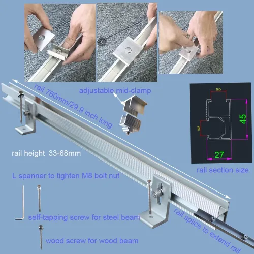 Miniatura 3 de Kit de soporte de montaje de techo de panel solar para techo de estaño inclinado inclinado