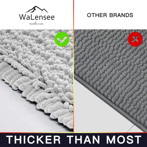Miniatura 274 de Walensee Alfombra de baño antideslizante (24x17 pulgadas, rosa polvoriento) absorbente de agua, súper suave, lanuda de felpilla, lavable a máquina