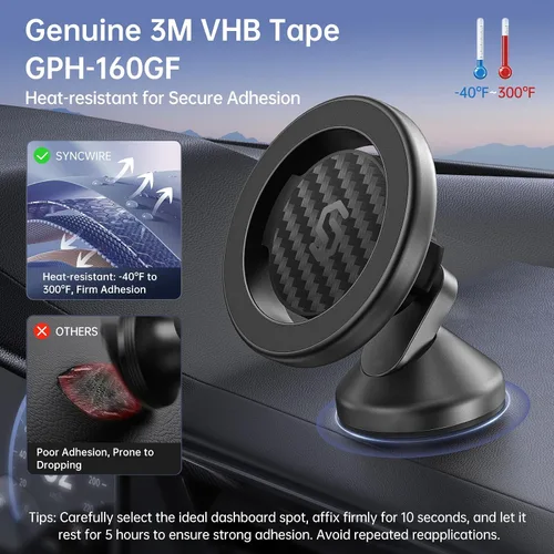 Miniatura 8 de SYNCWIRE Se adapta a MagSafe - Soporte de automóvil para tablero de automóvil y pantalla Tesla, soporte magnético para teléfono con rotación