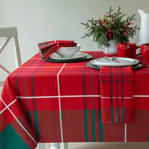 Miniatura 8 de Benson Mills Mantel de tela tejida teñida con hilo pesado, para entretenimiento navideño, invierno y Navidad