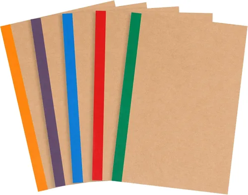 Miniatura 9 de EOOUT Paquete de 5 cuadernos de composición A5, diario forrado de papel kraft a granel con lomo azul, 5 colores, 60 páginas para mujeres, niñas