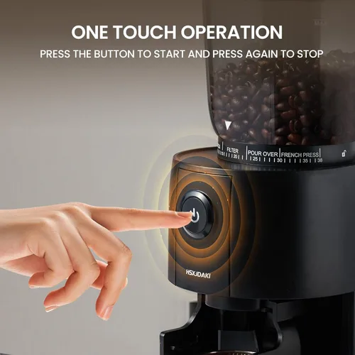 Miniatura 5 de Molinillo de café, molinillo de café eléctrico con rebabas cónicas, molinillo de granos de café eléctrico con 38 ajustes de molienda para expreso