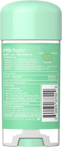 Miniatura 11 de Mitchum Gel antitranspirante y desodorante para mujer con triple protección contra olores, polvo fresco, protección 48 horas, 2.25 onzas