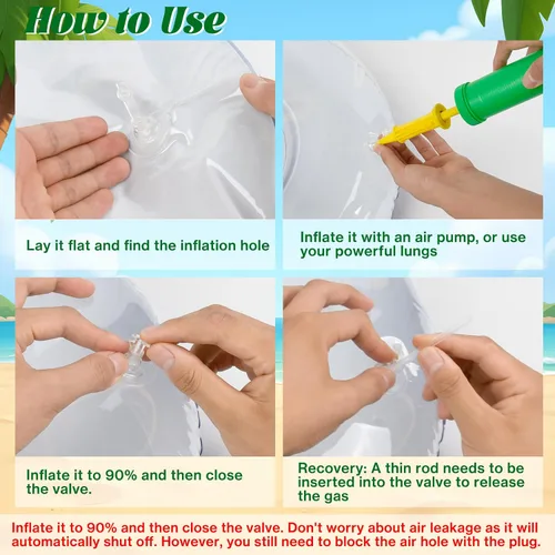 Miniatura 4 de 3 flotadores inflables para piscina con temática de píxeles verdes de 24 pulgadas, vibrantes flotadores de piscina para verano y tubos de piscina