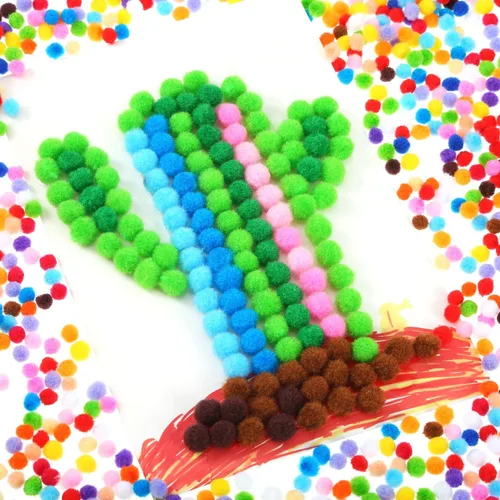 Miniatura 6 de Shappy 2000 mini pompones de 0.236 pulgadas para hacer manualidades, bolas pequeñas de Navidad, suministros de pasatiempos y decoración de Multi