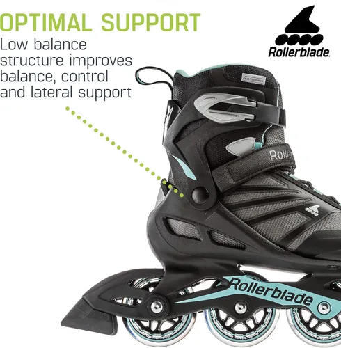 Miniatura 5 de Rollerblade Zetrablade Patines en línea para mujer adulta, patines en línea de rendimiento Negro/Celeste