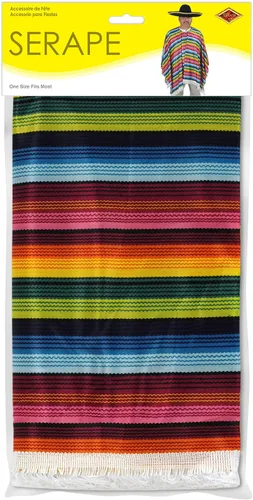 Miniatura 4 de Beistle Cinco De Mayo Mexican Fiesta Serape Poncho Accesorio de disfraz, talla única, multicolor, se adapta