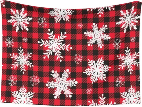 Miniatura 2 de Manta de felpa para mascotas, diseño de copos de nieve de Navidad, diseño de pata 3D, diseño de huellas de búfalo negro y rojo, manta suave