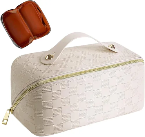 Bolsa de maquillaje de viaje | Bolsa de maquillaje de gran capacidad para mujer | Neceser portátil con cremallera | Organizador de maquillaje con