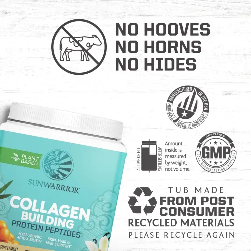 Miniatura 3 de Polvo de Proteína de Colágeno Vegano a Base de Plantas Ácido Hialurónico, Minerales, Biotina, Libre de Soja, Lácteos, Gluten, NO-OGM Vainilla 20