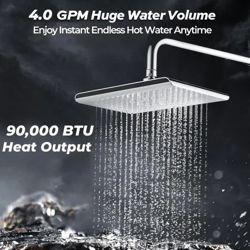 Miniatura 2 de FOGATTI Calentador de agua sin tanque, propano, instalación en interiores de hasta 4.0 GPM, 90,000 BTU calentador de agua instantáneo caliente bajo