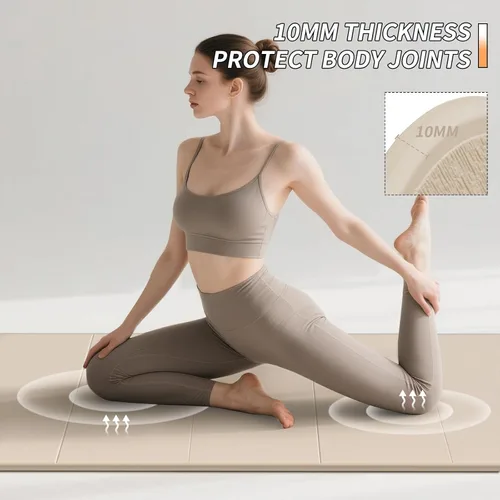 Miniatura 5 de PAIDU Esterilla de yoga plegable para fitness, extra gruesa de 2/5 pulgadas (0.394 in) TPE antideslizante certificado SGS 75 x 26 pulgadas extra