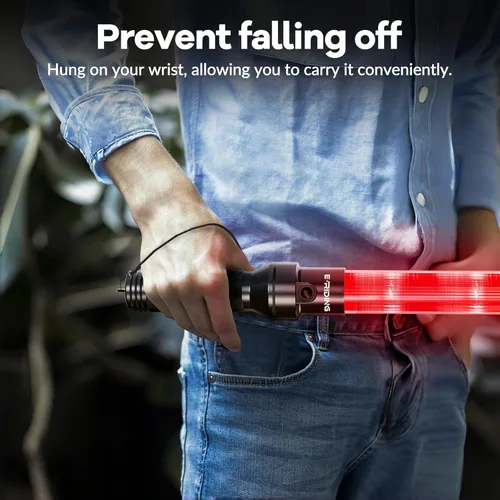 Miniatura 7 de E-riding Varita de tráfico recargable de 16 pulgadas, bastón de control de tráfico rojo con 2 modos intermitentes, varita de luz LED de seguridad
