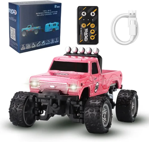 Miniatura 10 de Camión Mini RC hehred, Camión de Control Remoto de Monstruo a Escala 1:64 con Luces, Camión RC de 2.4Ghz con Control Remoto y Remolque, Velocidad