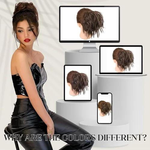 Miniatura 6 de HMD - Extensiones de cabello tipo chongo alborotado con rodelo despeinado, banda elástica de goma, extensiones de cabello sintético para mujer