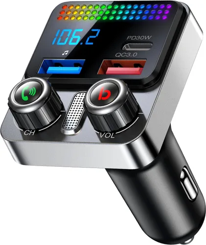 Adaptador Bluetooth 5.4 para coche de 48 W, adaptador USB Bluetooth para automóvil, radio transmisor FM inalámbrico, conmutación de canciones,