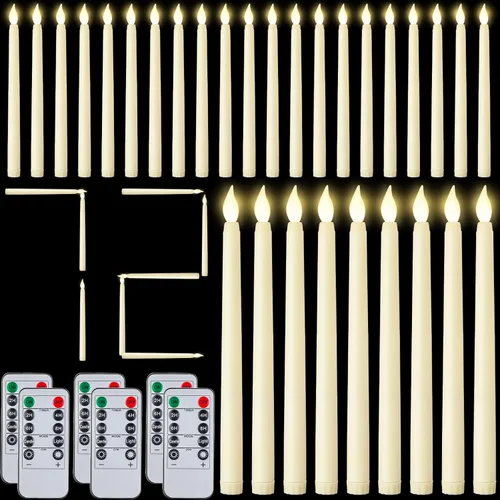 Baquler 72 velas cónicas sin llama con control remoto y temporizador, candeleros de 11 pulgadas que funcionan con baterías, velas LED parpadeantes