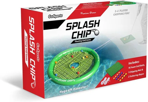 GoSports Splash Chip - Juego de golf flotante, incluye objetivo de astillado, 16 pelotas de golf de espuma, 1 alfombrilla de astillado y cuerdas de