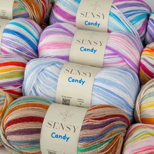 Miniatura 8 de Sensy Candy Yarn - Hilo de 5 madejas, 3.5 onzas, 251 yardas, multicolor para ganchillo y tejido, calibre ligero 3
