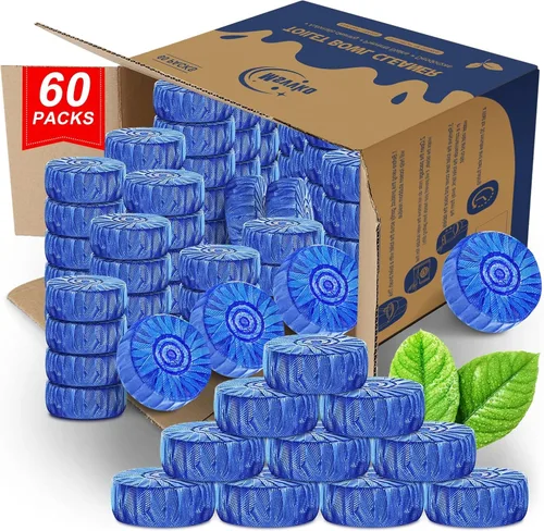 Miniatura 7 de Msvvko Limpiadores de inodoro, pastillas limpiadoras automáticas de inodoro, gel azul, potente limpieza, limpiador de tanque de inodoro seguro