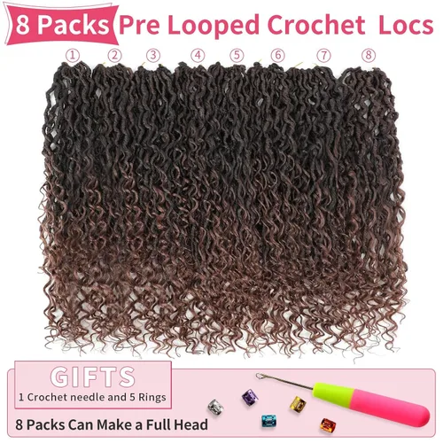 Miniatura 41 de Alicoco Goddess Locs Cabello de Ganchillo 12 Pulgadas 8 Paquetes Rastas Sintéticas de Ganchillo Para Mujeres Rastas Suaves Boho Pre-enrolladas River