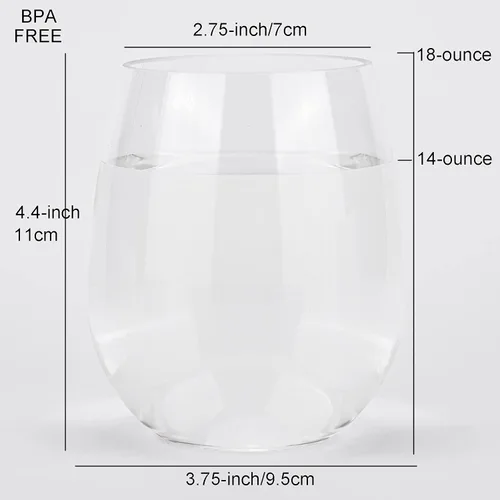 Miniatura 2 de KOXIN-KARLU Vasos de vino clásicos de acrílico sin tallo, de 18 onzas, vaso de plástico irrompible, juego de 6 vasos transparentes