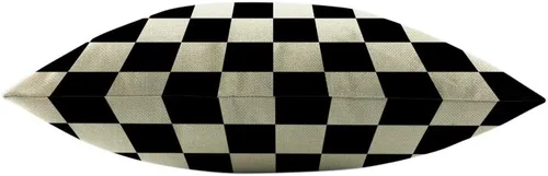 Miniatura 3 de Mugod Funda de almohada decorativa de tablero de ajedrez, patrón geométrico a cuadros, algodón y lino, fundas de almohada cuadradas estándar