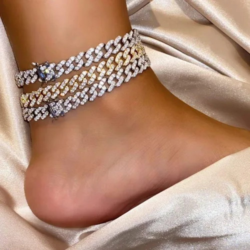 Miniatura 5 de TOPGRILLZ Ankle Bracelets for Women Gold Jewelry Cuban Anklet for Women Cuban Link Anklet 8mm 14K Gold Plated Fashion Foot Gift 7", 8,9,10,11