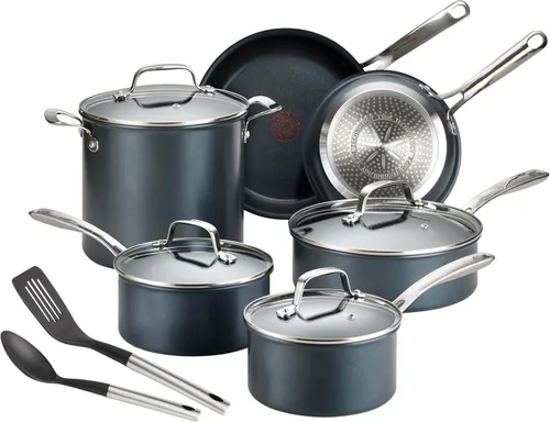 T-fal Platinum - Juego de utensilios de cocina antiadherentes de 12 piezas, inducción, apto para horno 500F, juego de cocina con sartenes,